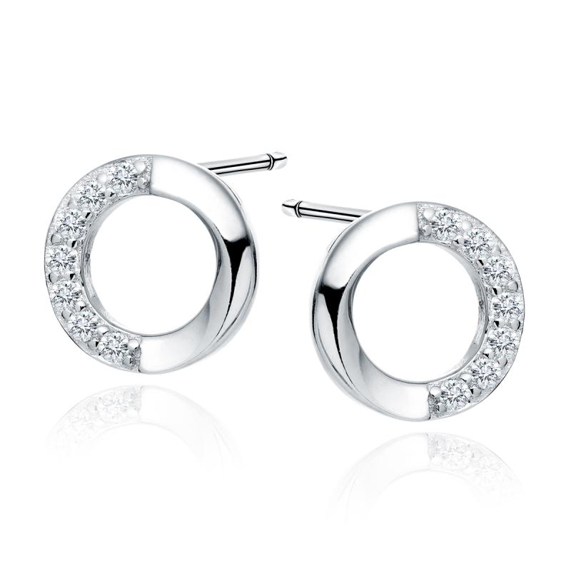 Cercei argint cerc 8 mm cu pietre DiAmanti Z2003ER_W-DIA (Argint 925‰ 1,1 g.)